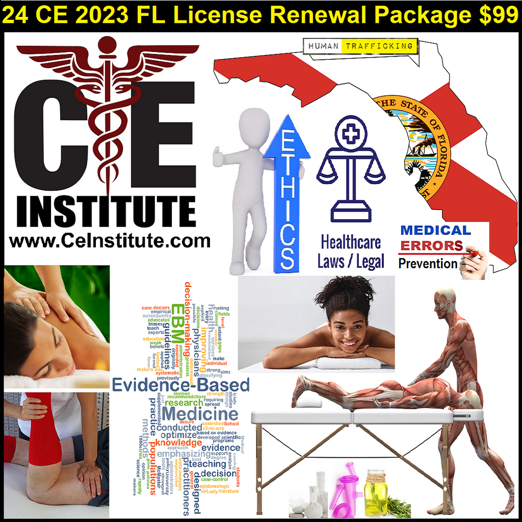 2023 Florida Board of Massage License Renewal 24 CE for $99 - NEW SPECIALS COMING!