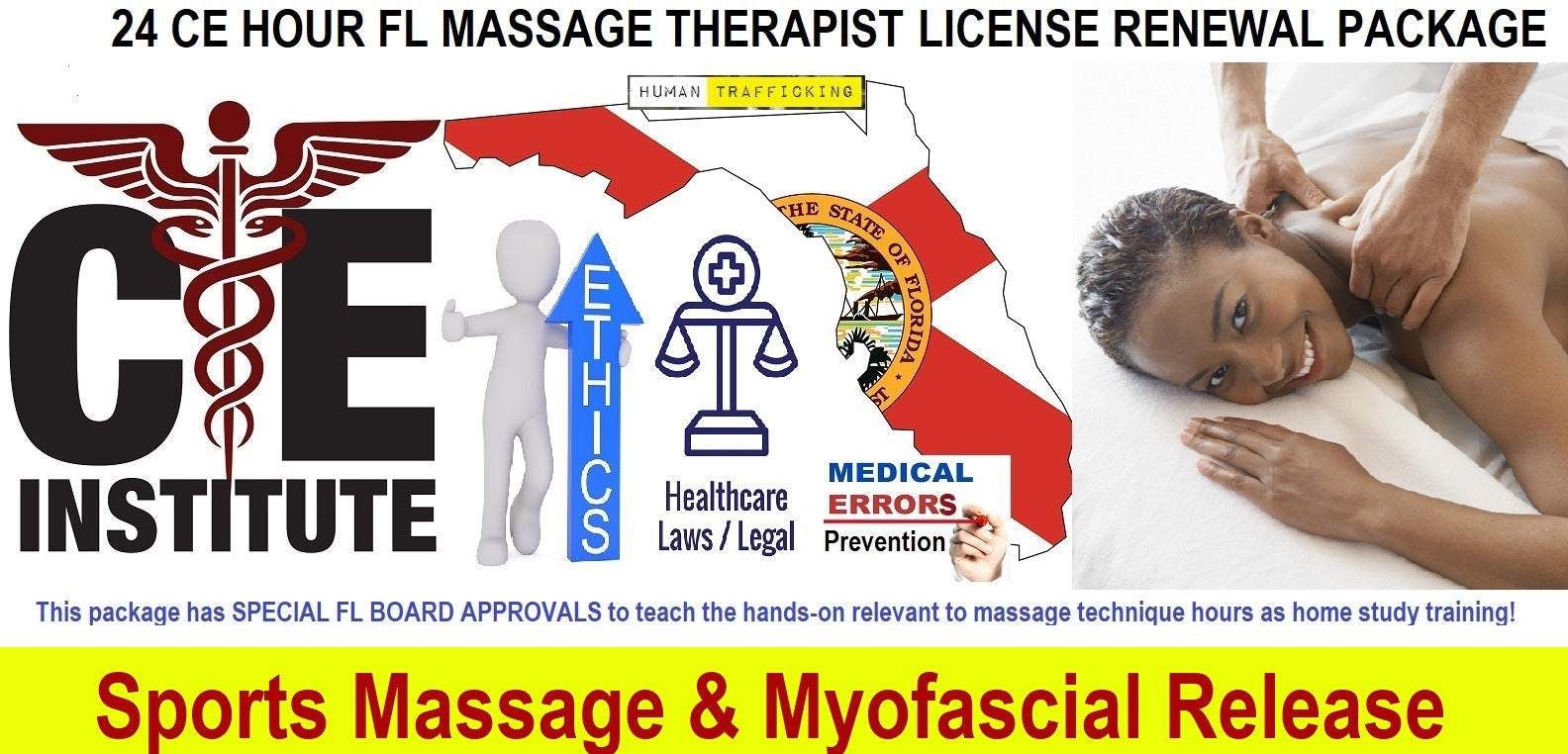 24 CE FL LMT Renewal Home Study Package Sports Massage & Myofascial Release with Medical Massage Training Elective