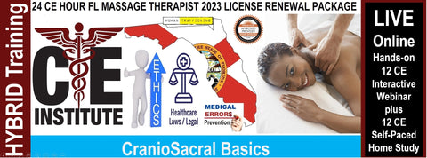 24 CE FL LMT Renewal Live Webinar & Home Study Package: CranioSacral Basics