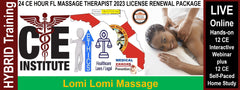 24 CE FL LMT Hybrid Renewal Live Webinar & Home Study Package:  Lomi Lomi Massage