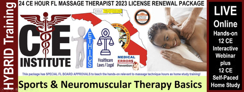 24 CE FL LMT Renewal Live Webinar & Home Study Package: Sports & Neuromuscular Therapy Basics